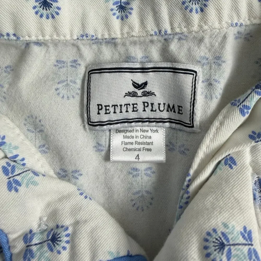 Petit Plume Blue and white Long sleeve pajama set‎ size 4